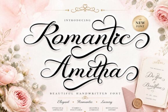 Upgrade Your Brand with Romantic Amitha Typeface